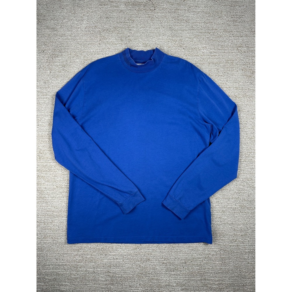 Pangaia Mens Organic Cotton Mock Neck Long Sleeve T-Shirt Cobalt Blue Medium
